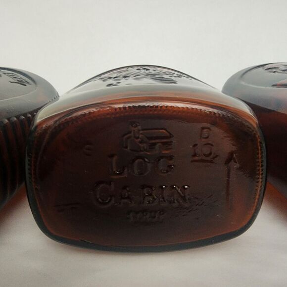 Set of 4 1776 Bicentennial Log Cabin Maple Syrup Amber Glass Bottles Vintage - Picture 15 of 16